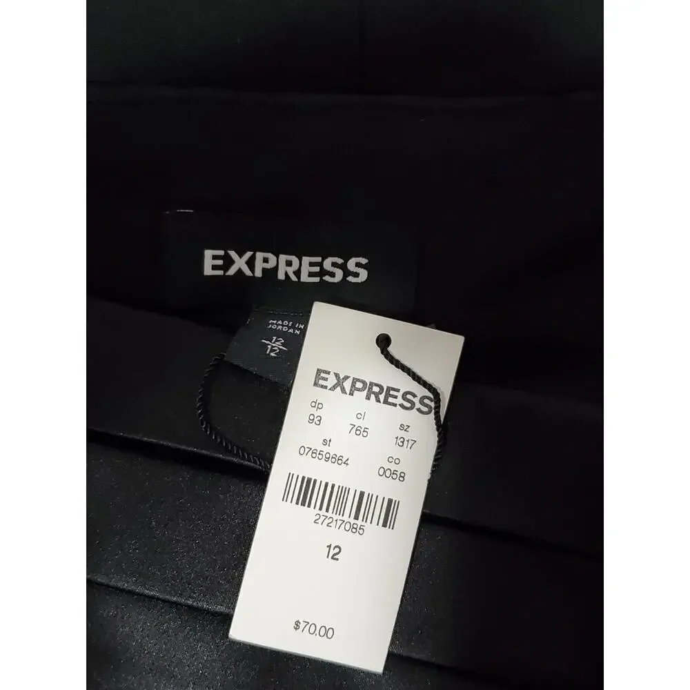Express Women’s Black Pencil Skirt Size 12 – Satin Waistband, NWT - Picture 6 of 16